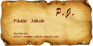 Pádár Jákob névjegykártya
